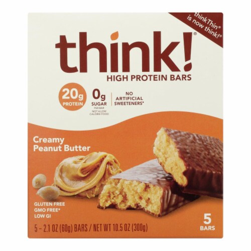 Think Thin's Creamy Peanut Butter High Protein Bars  - Case of 6 - 5/2.1 OZ Perspective: front