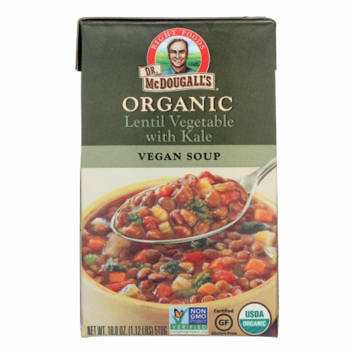 Dr. McDougall's Organic Lentil Vegetable Soup - Case of 6 - 18 oz. Perspective: front