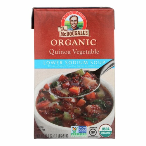 Dr. McDougall's Organic Quinoa Vegetable Lower Sodium Soup - Case of 6 - 18 oz. Perspective: front