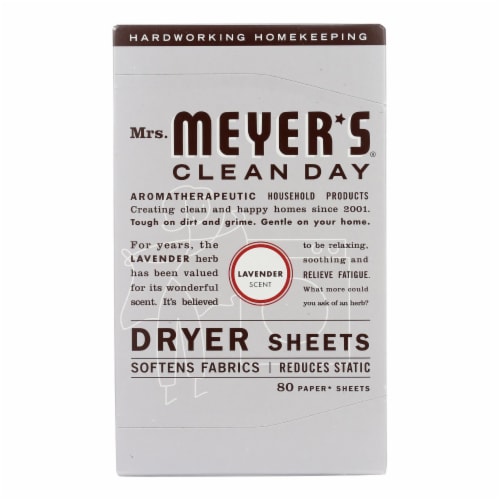 Mrs. Meyer's Clean Day - Dryer Sheets - Lavender - Case of 12 - 80 Sheets Perspective: front