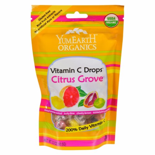 Yummy Earth Organic Vitamin C Drops - Citrus Grove - Case of 6 - 3.3 oz Perspective: front