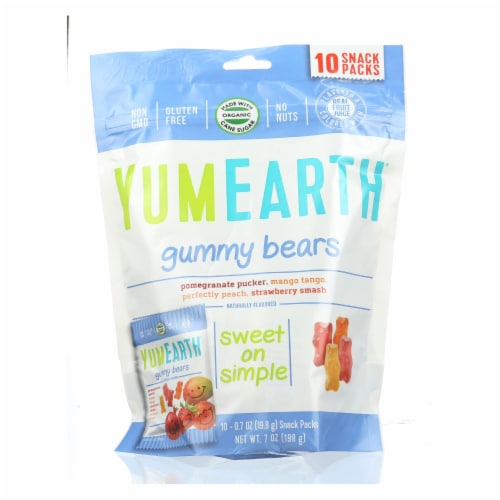 Yummy Earth Organics Gummy Bears - Organic - Snack Pack - .7 oz - 10 Count - Case of 12 Perspective: front