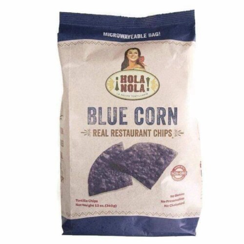 Hola Nola Creole Real Resturant Chips Blue Corn Tortillas Gluten Free 12oz (Pack of 9) Perspective: front