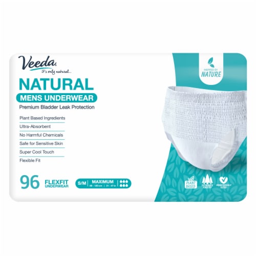 Veeda Men's Natural Incontinence Underwear, Maximum Absorbency