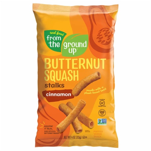 Real Food From The Ground Up Butternut Squash Stalks Cinnamon, 4. oz (Pack of 12) Perspective: front