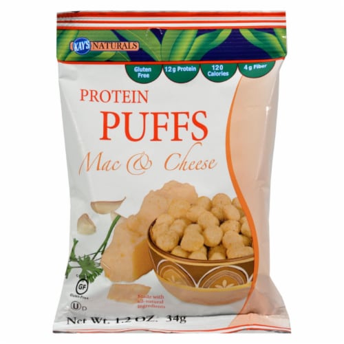 Kay's Naturals Protein Puffs - Mac and Cheese - Case of 6 - 1.2 oz Perspective: front