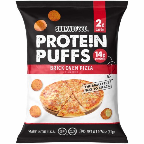 Shrewd Food Protein Puffs Brick Oven Pizza, .74 oz (Pack of 16) Perspective: front