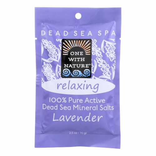 One With Nature Relaxing Lavender Dead Sea Mineral - Salt Bath - Case of 6 - 2.5 oz. Perspective: front