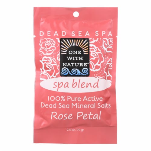 One With Nature Spa Blend Rose Petal Dead Sea Mineral Bath - Salt - Case of 6 - 2.5 oz. Perspective: front