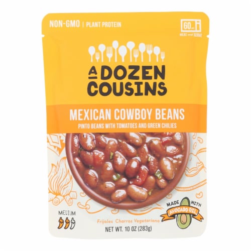 A Dozen Cousins Ready to Eat Mexican Pinto Beans Perspective: front
