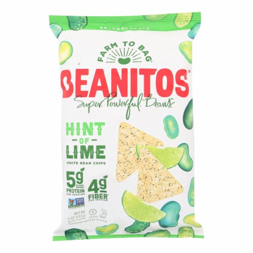 Beanitos - White Bean Chips - Hint of Lime - Case of 6 - 5 oz. Perspective: front