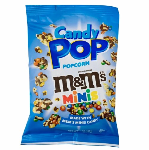 Snack Pop M&M's Minis Candy Pop PopCorn, 5.25oz (Pack of 12) Perspective: front
