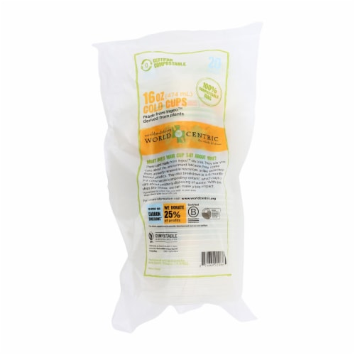 World Centric Compostable Clear - Case Of 12 - 16 Oz. Perspective: front