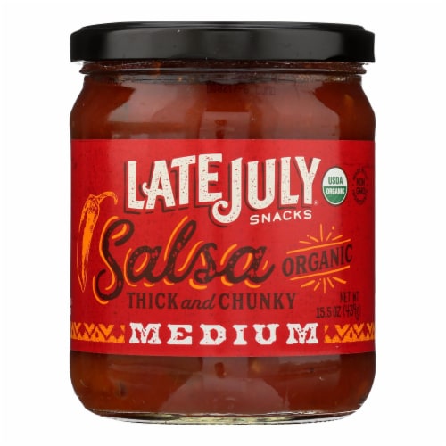 Late July Snacks Organic Salsa Thick and Chunky Medium, 15.5 oz (Pack of 12) Perspective: front