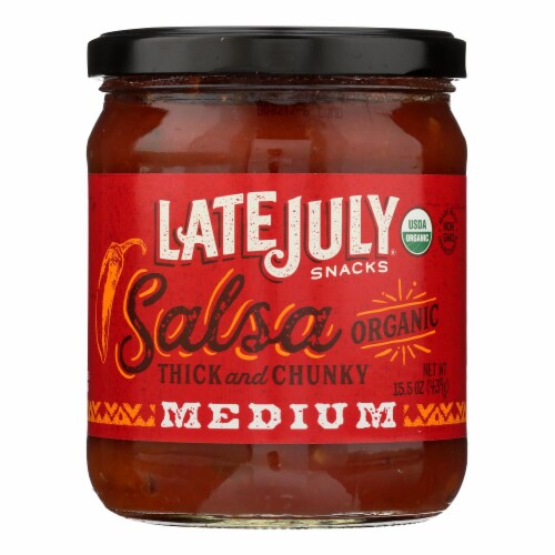Late July Snacks Organic Salsa Thick and Chunky Medium, 15.5 oz (Pack of 12) Perspective: front