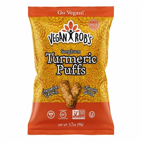 Vegan Rob's Sorghum Turmeric Puffs, 3.5oz (Pack of 12) Perspective: front