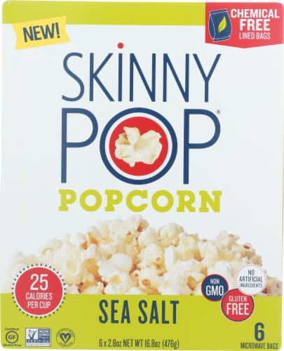 Skinny Pop Popcorn Sea Salt Micro Bag, 16.8 oz (Pack of 6) Perspective: front
