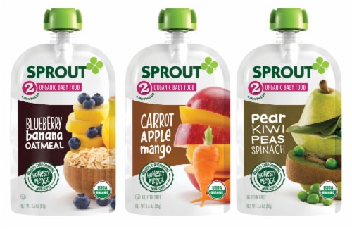Sprout Rainbow Variety Pack Stage 2 Baby Food Perspective: front