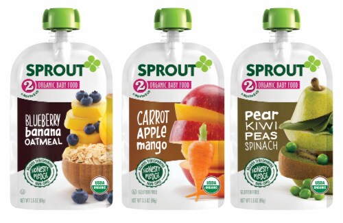 Sprout Rainbow Variety Pack Stage 2 Baby Food Perspective: front