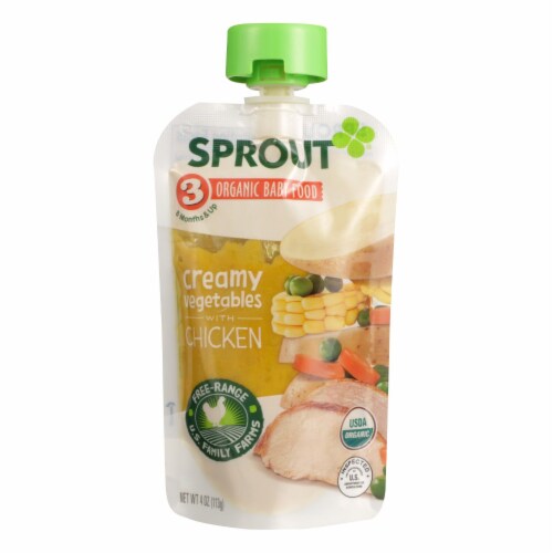 Sprout Organic Foods Creamy Vegetables With Chicken Baby Food  - Case of 6 - 4 OZ Perspective: front