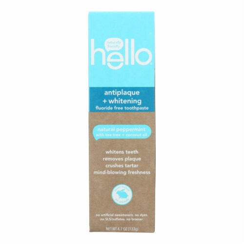 Hello Products Llc - Antiplaque + Whitening Fluoride Free Toothpaste - Case of 6-4.7 OZ Perspective: front