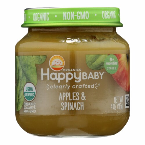 Happy Baby Organic Apples & Spinach Stage 2 Baby Food, 6 ct / 4 oz Smith’s Food and Drug