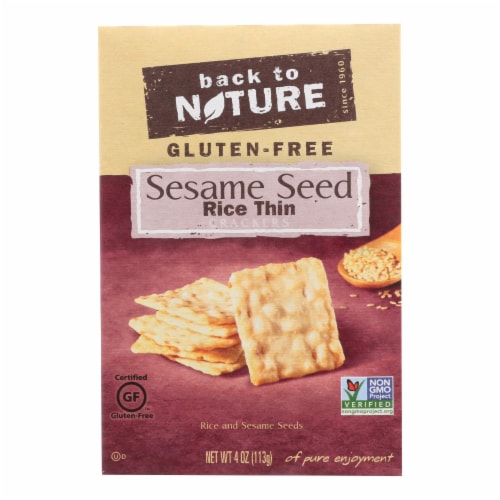 Back To Nature Sesame Seed Rice Thin Crackers - Rice and Sesame Seeds - Case of 12 - 4 oz. Perspective: front
