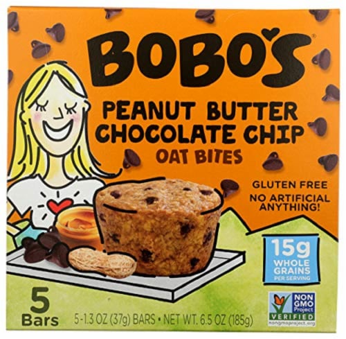 Bobo's Oat Bites Peanut Butter Chocolate Chip Vegan & Gluten Free,6.5oz (Pack of 6) Perspective: front