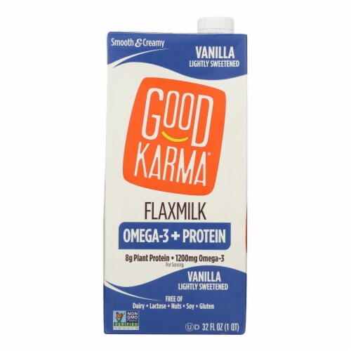 Good Karma Flax Milk - Protein - Vanilla - Case of 6 - 32 fl oz Perspective: front