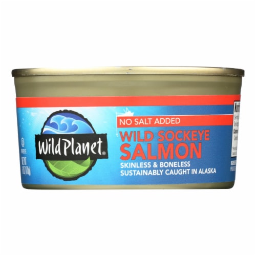Wild Planet Wild Sockeye Salmon - No Salt Added - Case of 12 - 6 oz Perspective: front