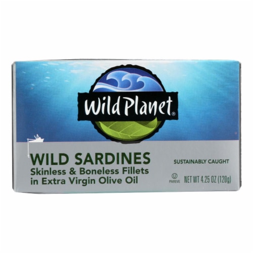 Wild Planet Wild Sardines - Skinless Boneless Fillets in Olive Oil - Case of 12 - 4.25 oz Perspective: front
