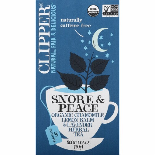 Clipper Snore & Peace Organic Chamomile Lemon Balm &  Lavender Tea, 1.06 oz (Pack of 6) Perspective: front