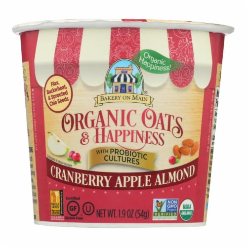 Bakery On Main Oats and Happiness Oatmeal Cup - Cranberry Apple Almond - Case of 12 - 1.9 oz. Perspective: front