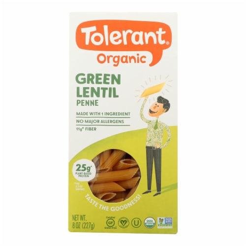 Tolerant Organic Pasta - Red Lentil Rotini - Case of 6 - 8 oz Perspective: front