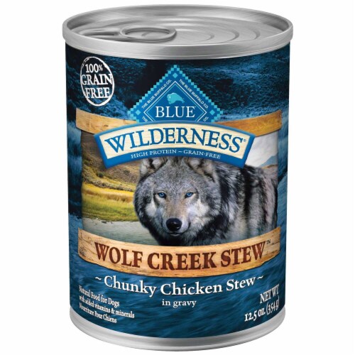 Blue Buffalo Wilderness Wolf Creek Stew Chunky Chicken Stew Wet Dog Food Perspective: front