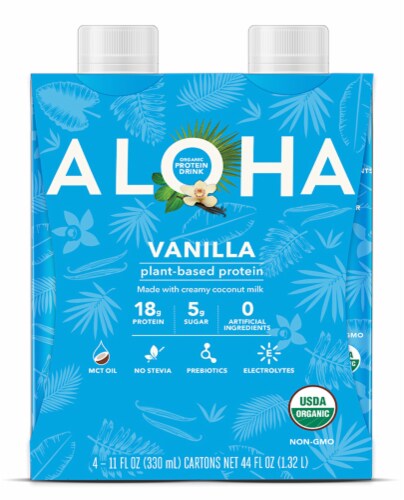 Aloha Vanilla Organic Protein Drink Perspective: front