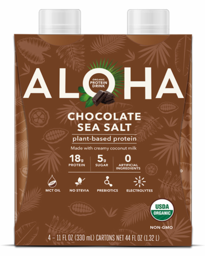 Aloha Chocolate Sea Salt Protein Shake Perspective: front