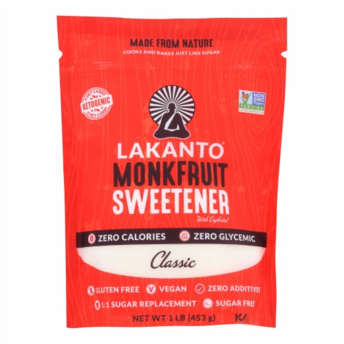 Lakanto - Classic Monkfruit Sweetener - Case of 8 - 16 oz. Perspective: front