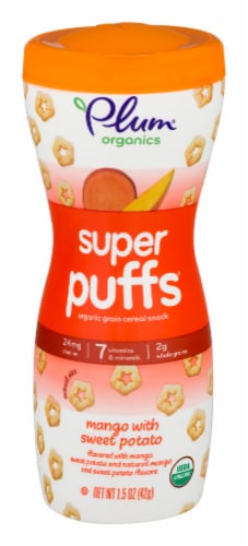 Plum Organics® Super Puffs Mango with Sweet Potato Grain Cereal Snack Perspective: front