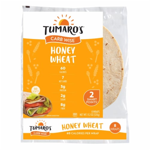 Tumaro'S 8-inch Honey Wheat Carb Wise Wraps - Case of 6 - 8 CT Perspective: front
