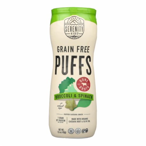 Serenity Kids Grain Free Broccoli & Spinach Bone Broth Puffs Perspective: front