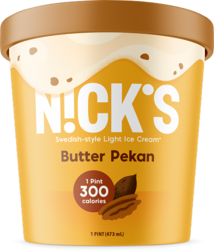 Nick's Swedish-Style Light Ice Cream, Butter Pecan, Pint (8 Count) Perspective: front