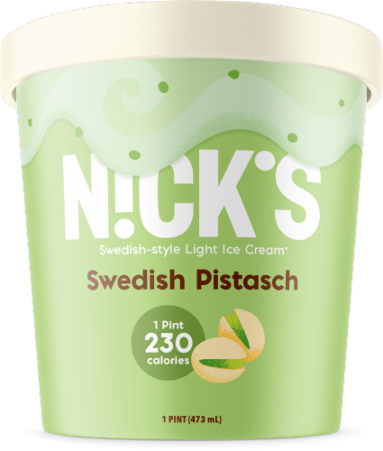 Nick's Swedish-Style Light Ice Cream, Swedish Pistasch, Pint (8 Count) Perspective: front