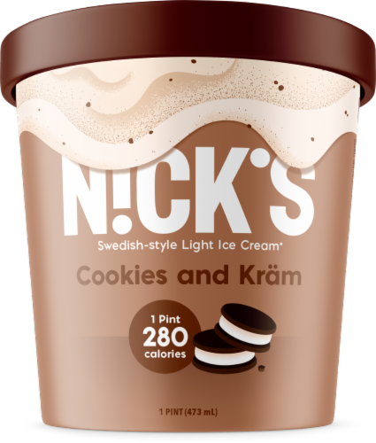 Nick’s Swedish-Style Light Ice Cream, Cookies and KrÃ¤m, Pint (8 Count)