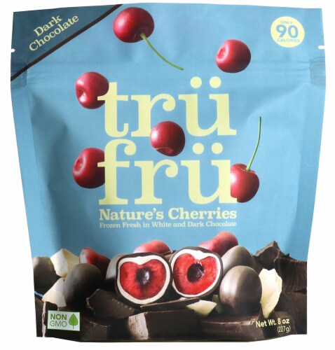 Tru Fru White and Dark Chocolate Whole Frozen Cherries Perspective: front