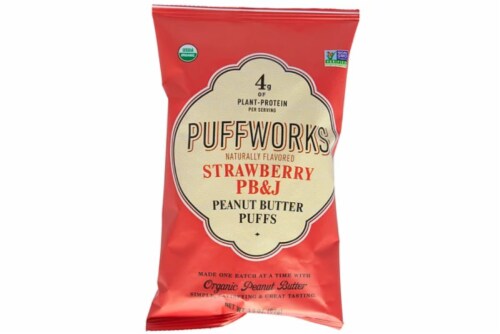 Puffworks Strawberry PB & J Peanut Butter Puffs , 3.5oz (Pack of  8) Perspective: front