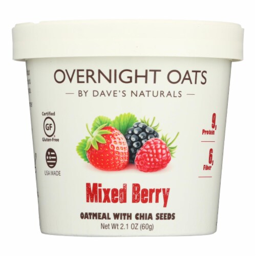 Dave's Gourmet - Overnight Oats - Mixed Berry  - Case of 8 - 2.1 oz. Perspective: front