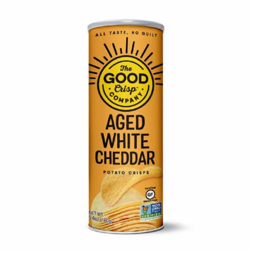 The Good Crisp Company Aged White Cheddar Crisps Gluten Free , 5.6oz (Pack of 8) Perspective: front