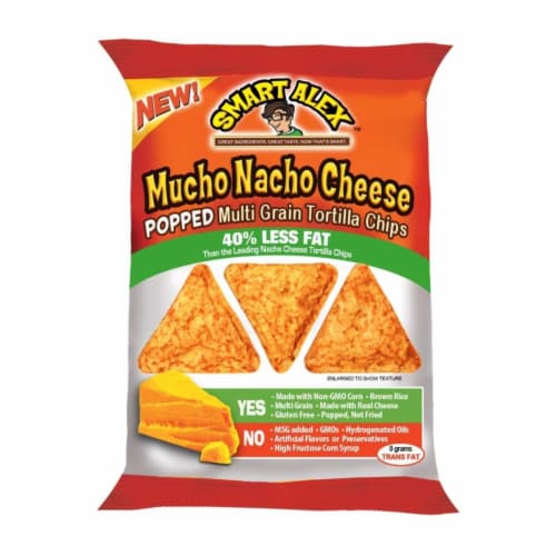 Smart Alex - Nacho Cheese Multigran Tortilla Chip  - Case of 12 - 5 oz Perspective: front