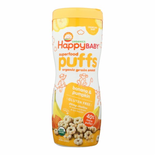 Happy Baby Organic Puffs Banana - 2.1 oz - Case of 6, Case of 6 - 2.1 ...